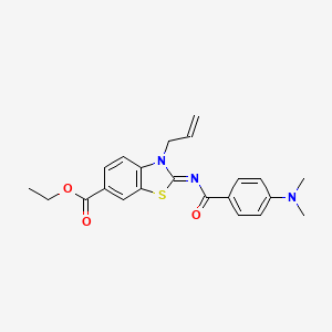 molecular formula C22H23N3O3S B2369090 Ethyl 2-[4-(dimethylamino)benzoyl]imino-3-prop-2-enyl-1,3-benzothiazole-6-carboxylate CAS No. 865174-78-3