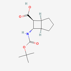 molecular formula C13H21NO4 B2369095 (1R,5S,6S,7S)-7-[(2-Methylpropan-2-yl)oxycarbonylamino]bicyclo[3.2.0]heptane-6-carboxylic acid CAS No. 2377004-91-4