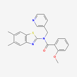 molecular formula C23H21N3O2S B2369112 N-(5,6-dimethylbenzo[d]thiazol-2-yl)-2-methoxy-N-(pyridin-3-ylmethyl)benzamide CAS No. 886946-55-0