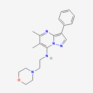 molecular formula C20H25N5O B2369118 5,6-dimethyl-N-(2-morpholin-4-ylethyl)-3-phenylpyrazolo[1,5-a]pyrimidin-7-amine CAS No. 900888-06-4
