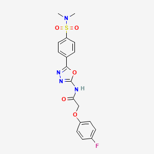 molecular formula C18H17FN4O5S B2369120 N-(5-(4-(N,N-二甲基磺酰胺)苯基)-1,3,4-恶二唑-2-基)-2-(4-氟苯氧基)乙酰胺 CAS No. 1171469-33-2