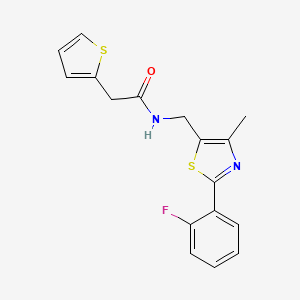 molecular formula C17H15FN2OS2 B2369121 N-((2-(2-fluorophenyl)-4-methylthiazol-5-yl)methyl)-2-(thiophen-2-yl)acetamide CAS No. 1421524-17-5