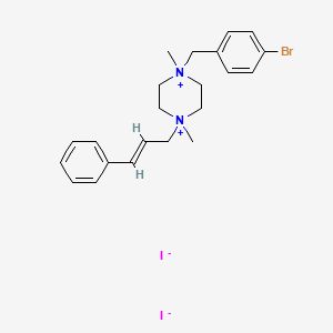 molecular formula C22H29BrI2N2 B2369128 1-(4-bromobenzyl)-1,4-dimethyl-4-[(E)-3-phenyl-2-propenyl]piperazinium diiodide CAS No. 1047974-94-6