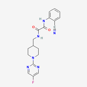molecular formula C19H19FN6O2 B2369148 N1-(2-cyanophenyl)-N2-((1-(5-fluoropyrimidin-2-yl)piperidin-4-yl)methyl)oxalamide CAS No. 2034471-33-3