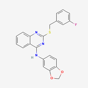 molecular formula C22H16FN3O2S B2369152 N-(苯并[d][1,3]二氧杂环-5-基)-2-((3-氟苄基)硫代)喹唑啉-4-胺 CAS No. 896697-56-6