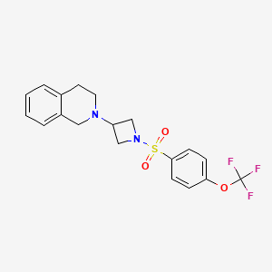 molecular formula C19H19F3N2O3S B2369159 2-(1-((4-(Trifluoromethoxy)phenyl)sulfonyl)azetidin-3-yl)-1,2,3,4-tetrahydroisoquinoline CAS No. 2034357-75-8