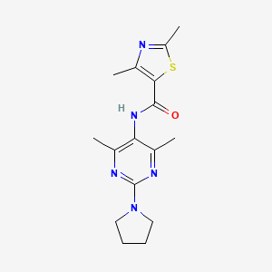 molecular formula C16H21N5OS B2369163 N-(4,6-二甲基-2-(吡咯烷-1-基)嘧啶-5-基)-2,4-二甲基噻唑-5-甲酰胺 CAS No. 1797328-07-4