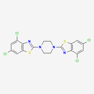molecular formula C18H12Cl4N4S2 B2369176 1,4-Bis(4,6-dichlorobenzo[d]thiazol-2-yl)piperazine CAS No. 863001-23-4