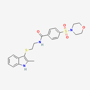 molecular formula C22H25N3O4S2 B2369180 N-(2-((2-methyl-1H-indol-3-yl)thio)ethyl)-4-(morpholinosulfonyl)benzamide CAS No. 687574-09-0