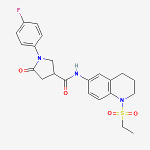 molecular formula C22H24FN3O4S B2369181 N-(1-(ethylsulfonyl)-1,2,3,4-tetrahydroquinolin-6-yl)-1-(4-fluorophenyl)-5-oxopyrrolidine-3-carboxamide CAS No. 1211368-22-7