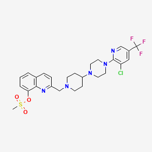 molecular formula C26H29ClF3N5O3S B2369188 2-[(4-{4-[3-Chloro-5-(trifluoromethyl)pyridin-2-yl]piperazin-1-yl}piperidin-1-yl)methyl]quinolin-8-yl methanesulfonate CAS No. 2097934-74-0
