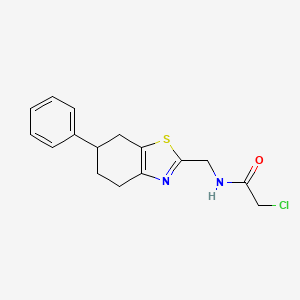 molecular formula C16H17ClN2OS B2369192 2-Chloro-N-[(6-phenyl-4,5,6,7-tetrahydro-1,3-benzothiazol-2-yl)methyl]acetamide CAS No. 2411248-30-9