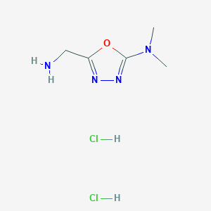 molecular formula C5H12Cl2N4O B2369200 5-(Aminomethyl)-N,N-dimethyl-1,3,4-oxadiazol-2-amine;dihydrochloride CAS No. 2248356-03-6