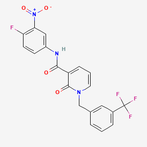molecular formula C20H13F4N3O4 B2369215 N-(4-氟-3-硝基苯基)-2-氧代-1-(3-(三氟甲基)苄基)-1,2-二氢吡啶-3-甲酰胺 CAS No. 941952-88-1
