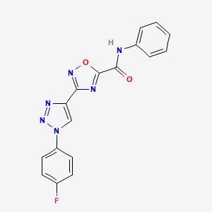 molecular formula C17H11FN6O2 B2369217 3-[1-(4-fluorophenyl)-1H-1,2,3-triazol-4-yl]-N~5~-phenyl-1,2,4-oxadiazole-5-carboxamide CAS No. 1251630-85-9