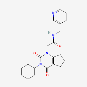molecular formula C21H26N4O3 B2369222 2-(3-cyclohexyl-2,4-dioxo-2,3,4,5,6,7-hexahydro-1H-cyclopenta[d]pyrimidin-1-yl)-N-(pyridin-3-ylmethyl)acetamide CAS No. 1018156-64-3