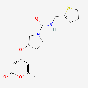 molecular formula C16H18N2O4S B2369245 3-((6-methyl-2-oxo-2H-pyran-4-yl)oxy)-N-(thiophen-2-ylmethyl)pyrrolidine-1-carboxamide CAS No. 1798678-89-3