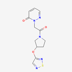 molecular formula C12H13N5O3S B2369257 2-(2-(3-((1,2,5-噻二唑-3-基)氧基)吡咯烷-1-基)-2-氧代乙基)吡啶并(2H)-3-酮 CAS No. 2097927-18-7