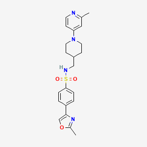 molecular formula C22H26N4O3S B2369258 4-(2-methyloxazol-4-yl)-N-((1-(2-methylpyridin-4-yl)piperidin-4-yl)methyl)benzenesulfonamide CAS No. 2034259-94-2