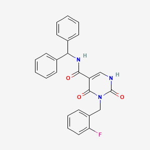 molecular formula C25H20FN3O3 B2369259 N-二苯甲基-3-(2-氟苄基)-2,4-二氧代-1,2,3,4-四氢嘧啶-5-甲酰胺 CAS No. 1396871-71-8
