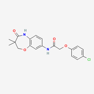 molecular formula C19H19ClN2O4 B2369270 2-(4-氯苯氧基)-N-(3,3-二甲基-4-氧代-2,3,4,5-四氢苯并[b][1,4]恶杂环-8-基)乙酰胺 CAS No. 921583-29-1