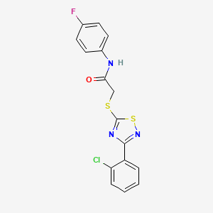 molecular formula C16H11ClFN3OS2 B2369277 2-((3-(2-chlorophenyl)-1,2,4-thiadiazol-5-yl)thio)-N-(4-fluorophenyl)acetamide CAS No. 864919-17-5