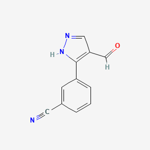 3-(4-formyl-1H-pyrazol-5-yl)benzonitrile