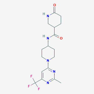 molecular formula C17H22F3N5O2 B2369281 N-(1-(2-methyl-6-(trifluoromethyl)pyrimidin-4-yl)piperidin-4-yl)-6-oxopiperidine-3-carboxamide CAS No. 2034537-39-6