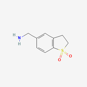 molecular formula C9H11NO2S B2369284 (1,1-Dioxido-2,3-dihydro-1-benzothien-5-yl)methylamine CAS No. 694481-80-6