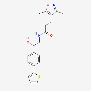 molecular formula C20H22N2O3S B2369285 3-(3,5-Dimethyl-1,2-oxazol-4-yl)-N-[2-hydroxy-2-(4-thiophen-2-ylphenyl)ethyl]propanamide CAS No. 2380191-53-5