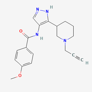molecular formula C19H22N4O2 B2369286 4-methoxy-N-{3-[1-(prop-2-yn-1-yl)piperidin-3-yl]-1H-pyrazol-4-yl}benzamide CAS No. 1797101-70-2