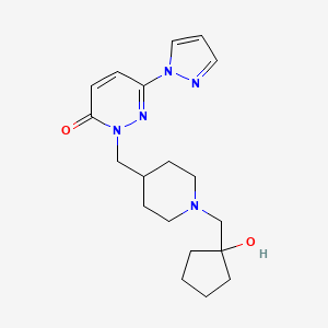 molecular formula C19H27N5O2 B2369287 2-({1-[(1-hydroxycyclopentyl)methyl]piperidin-4-yl}methyl)-6-(1H-pyrazol-1-yl)-2,3-dihydropyridazin-3-one CAS No. 2097922-86-4