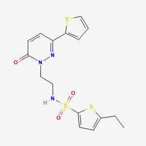 molecular formula C16H17N3O3S3 B2369297 5-ethyl-N-(2-(6-oxo-3-(thiophen-2-yl)pyridazin-1(6H)-yl)ethyl)thiophene-2-sulfonamide CAS No. 946341-59-9