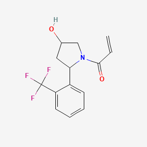 molecular formula C14H14F3NO2 B2369298 1-[4-Hydroxy-2-[2-(trifluoromethyl)phenyl]pyrrolidin-1-yl]prop-2-en-1-one CAS No. 2109146-31-6