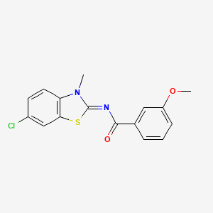 molecular formula C16H13ClN2O2S B2369299 N-(6-chloro-3-methyl-1,3-benzothiazol-2-ylidene)-3-methoxybenzamide CAS No. 392326-41-9