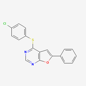 molecular formula C18H11ClN2OS B2369301 4-Chlorophenyl 6-phenylfuro[2,3-d]pyrimidin-4-yl sulfide CAS No. 866038-98-4