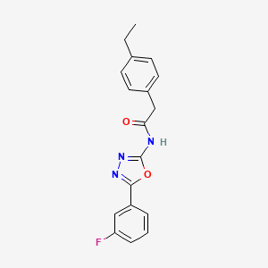 molecular formula C18H16FN3O2 B2369305 2-(4-ethylphenyl)-N-(5-(3-fluorophenyl)-1,3,4-oxadiazol-2-yl)acetamide CAS No. 1170586-63-6