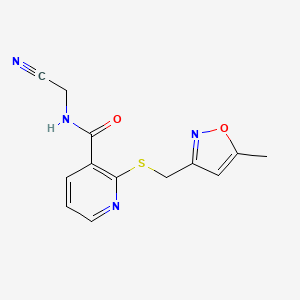 molecular formula C13H12N4O2S B2369318 N-(cyanomethyl)-2-{[(5-methyl-1,2-oxazol-3-yl)methyl]sulfanyl}pyridine-3-carboxamide CAS No. 1355602-91-3