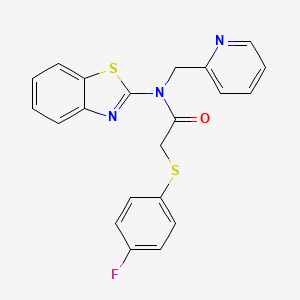 molecular formula C21H16FN3OS2 B2369321 N-(benzo[d]thiazol-2-yl)-2-((4-fluorophenyl)thio)-N-(pyridin-2-ylmethyl)acetamide CAS No. 886899-05-4