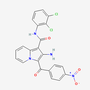 molecular formula C22H14Cl2N4O4 B2369340 2-amino-N-(2,3-dichlorophenyl)-3-(4-nitrobenzoyl)indolizine-1-carboxamide CAS No. 903315-05-9