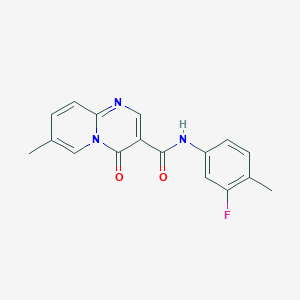 molecular formula C17H14FN3O2 B2369345 N-(3-fluoro-4-methylphenyl)-7-methyl-4-oxo-4H-pyrido[1,2-a]pyrimidine-3-carboxamide CAS No. 877650-15-2