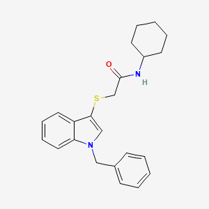 molecular formula C23H26N2OS B2369352 2-((1-苄基-1H-吲哚-3-基)硫代)-N-环己基乙酰胺 CAS No. 681273-53-0