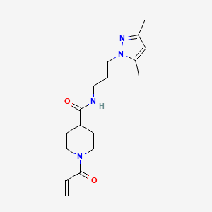 molecular formula C17H26N4O2 B2369363 N-[3-(3,5-Dimethylpyrazol-1-yl)propyl]-1-prop-2-enoylpiperidine-4-carboxamide CAS No. 2361687-51-4