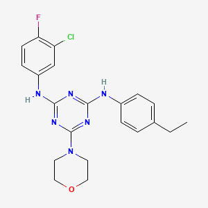 molecular formula C21H22ClFN6O B2369364 N2-(3-chloro-4-fluorophenyl)-N4-(4-ethylphenyl)-6-morpholino-1,3,5-triazine-2,4-diamine CAS No. 898630-64-3