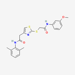 molecular formula C22H23N3O3S2 B2369367 N-(2,6-dimethylphenyl)-2-(2-((2-((3-methoxyphenyl)amino)-2-oxoethyl)thio)thiazol-4-yl)acetamide CAS No. 942000-24-0
