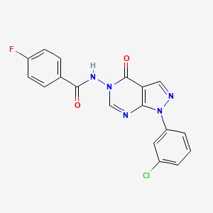 molecular formula C18H11ClFN5O2 B2369371 N-(1-(3-chlorophenyl)-4-oxo-1H-pyrazolo[3,4-d]pyrimidin-5(4H)-yl)-4-fluorobenzamide CAS No. 919859-29-3