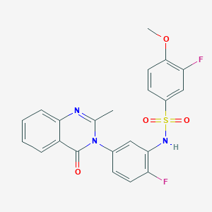 molecular formula C22H17F2N3O4S B2369372 3-fluoro-N-(2-fluoro-5-(2-methyl-4-oxoquinazolin-3(4H)-yl)phenyl)-4-methoxybenzenesulfonamide CAS No. 899758-53-3