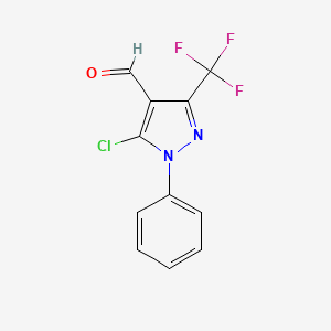 molecular formula C11H6ClF3N2O B2369374 5-chloro-1-phenyl-3-(trifluoromethyl)-1H-pyrazole-4-carbaldehyde CAS No. 318288-78-7