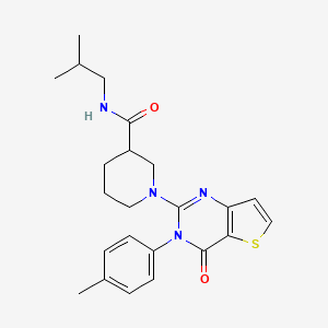 molecular formula C23H28N4O2S B2369376 N-isobutyl-1-(4-oxo-3-(p-tolyl)-3,4-dihydrothieno[3,2-d]pyrimidin-2-yl)piperidine-3-carboxamide CAS No. 1251674-80-2