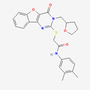 N-(3,4-dimethylphenyl)-2-((4-oxo-3-((tetrahydrofuran-2-yl)methyl)-3,4-dihydrobenzofuro[3,2-d]pyrimidin-2-yl)thio)acetamide